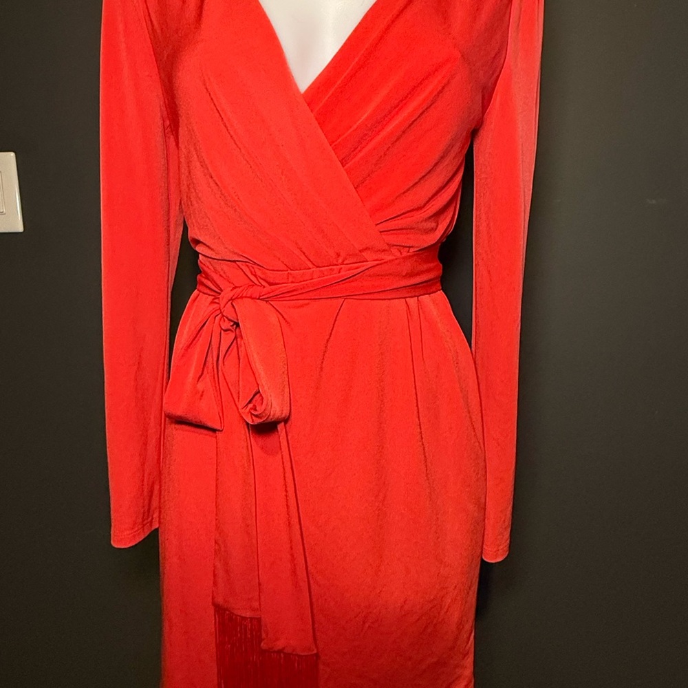 Jessica Simpson Vibrant Red Long Sleeve Dress